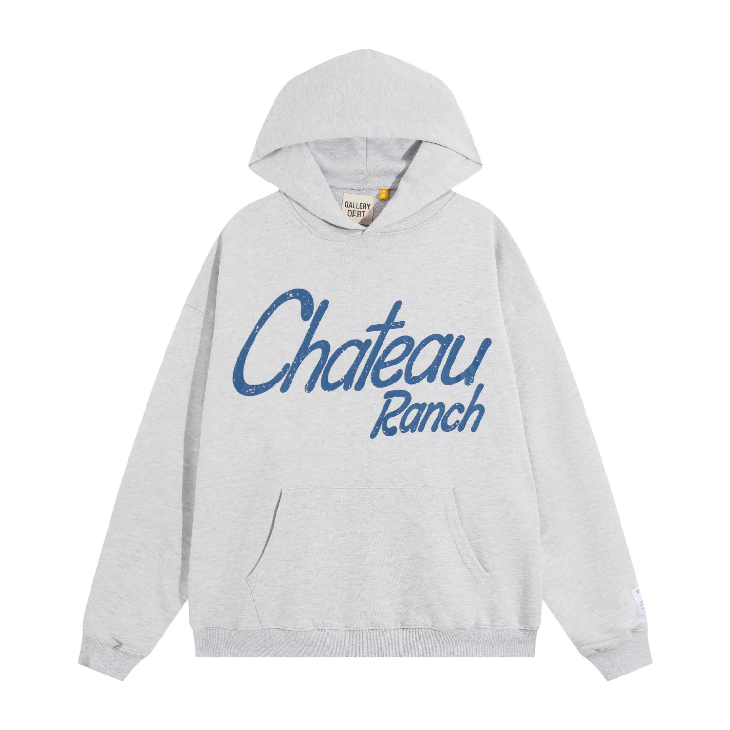 802#Gallery Dept New Slogan Horseshoe Design Printed Hoodie American High Street Hooded Sweatshirt Light Gray Blue S~XL P180